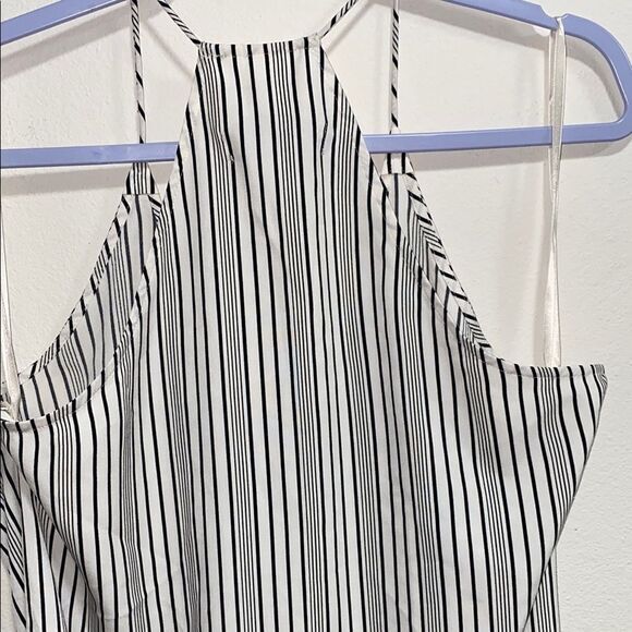 LOFT Striped Halter Maxi Dress Black White Sleeveless‎ Size 10 - Picture 8 of 12